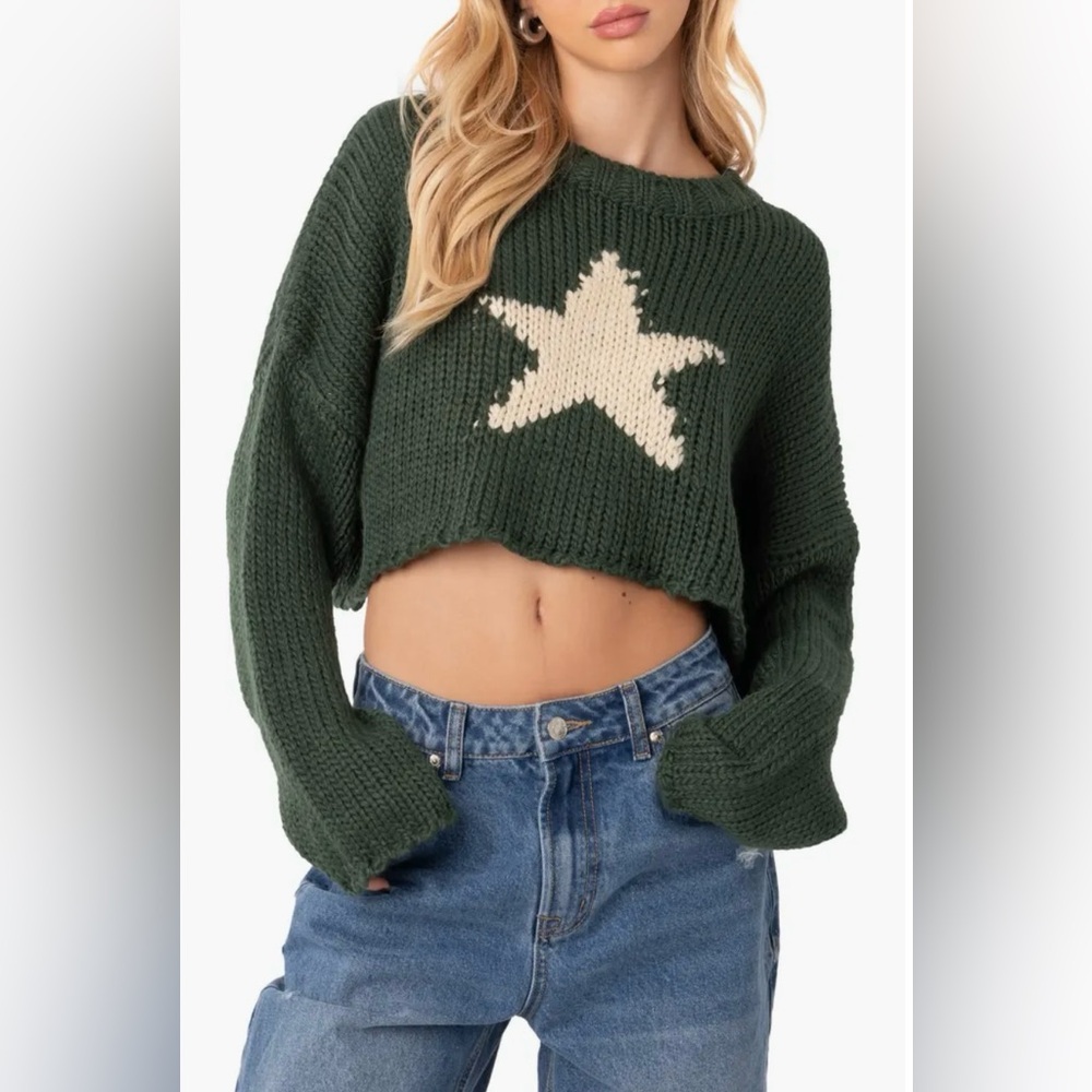Edikted Mega Star Intarsia Crop Sweater